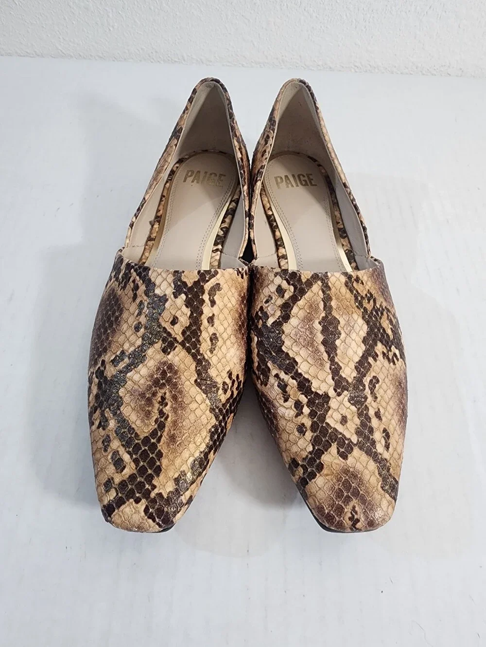 Paige Snake Print D'Orsay Flats Leather Pointed Toe Slip On Women's Size 6
